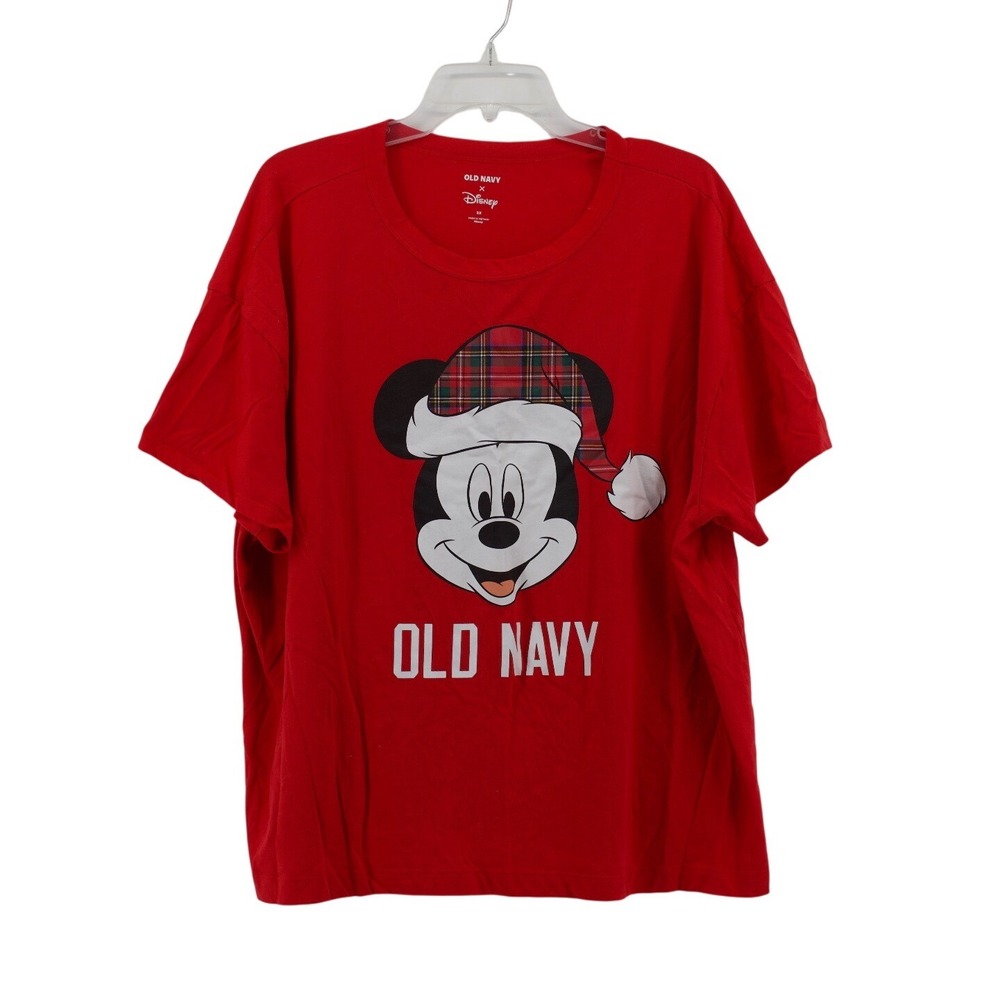 Old Navy Pajama Set Women 2X Disney Mickey Mouse Christmas Red Green EXCELLENT